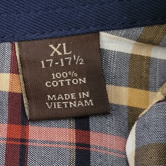 TASSO ELBA Mens Long Sleeve Button Front Shirt 100% Cotton Gray Plaid Stripe C - Picture 8 of 8